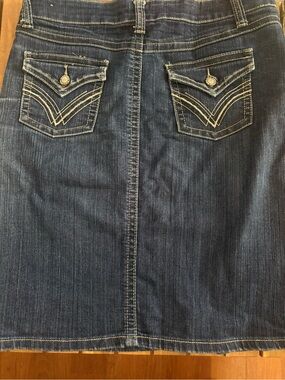 Dark Blue Bongo Denim Skirt with Contrast Stitching